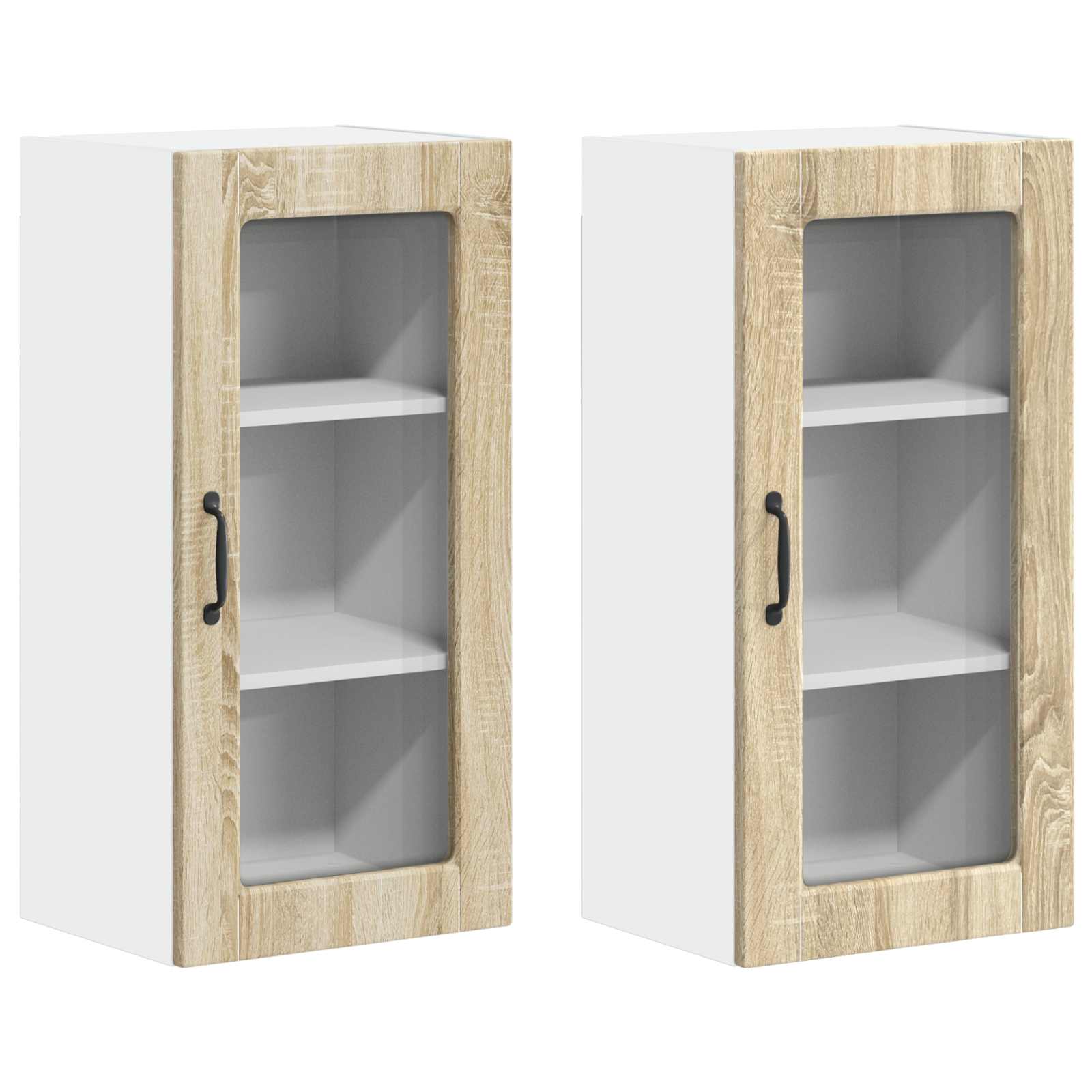 Zidni stakleni ormarić Lucca 2 pcs Hrast sonoma 40 x 31 x 80 cm