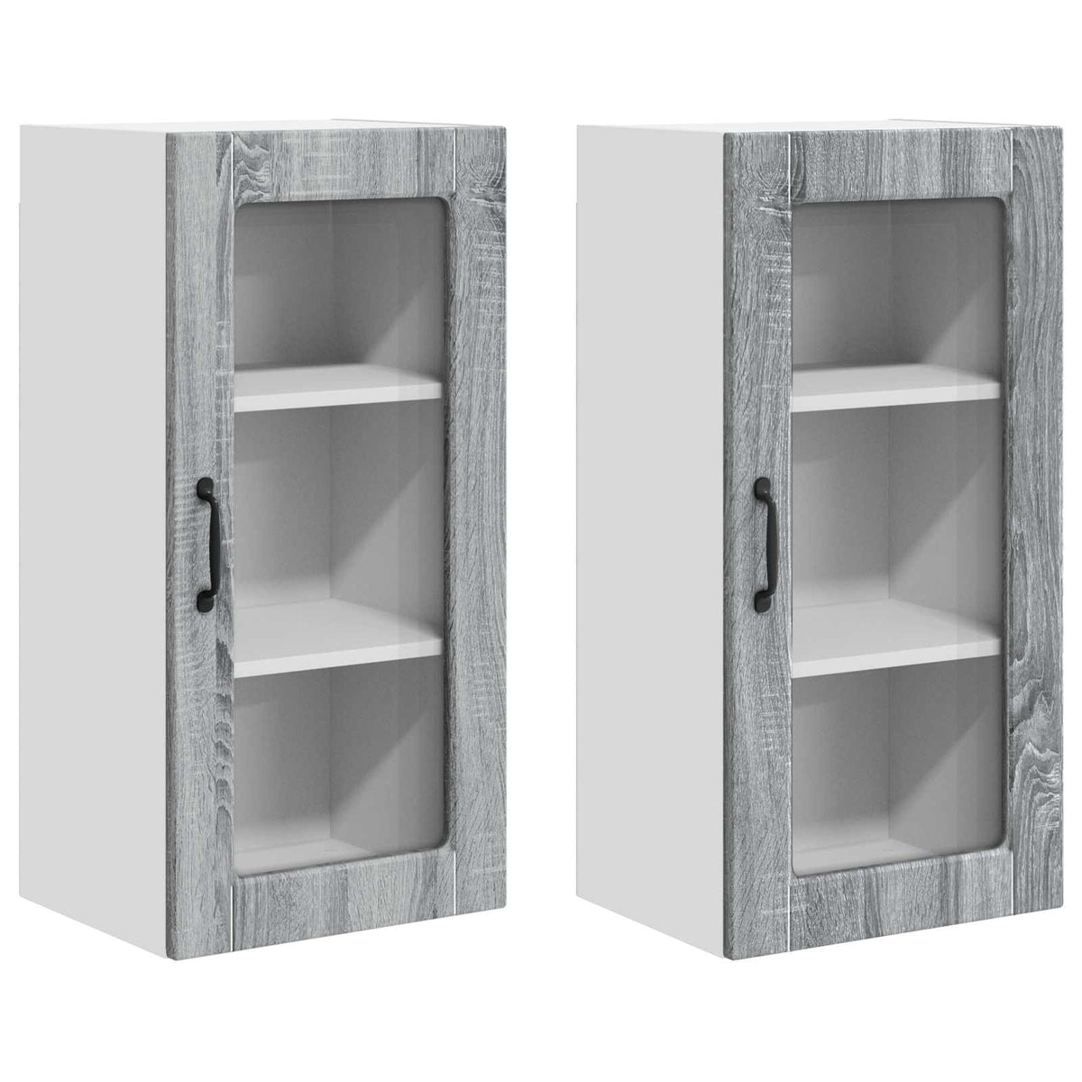 Zidni stakleni ormarić Lucca 2 pcs Siva sonoma 40 x 31 x 80 cm