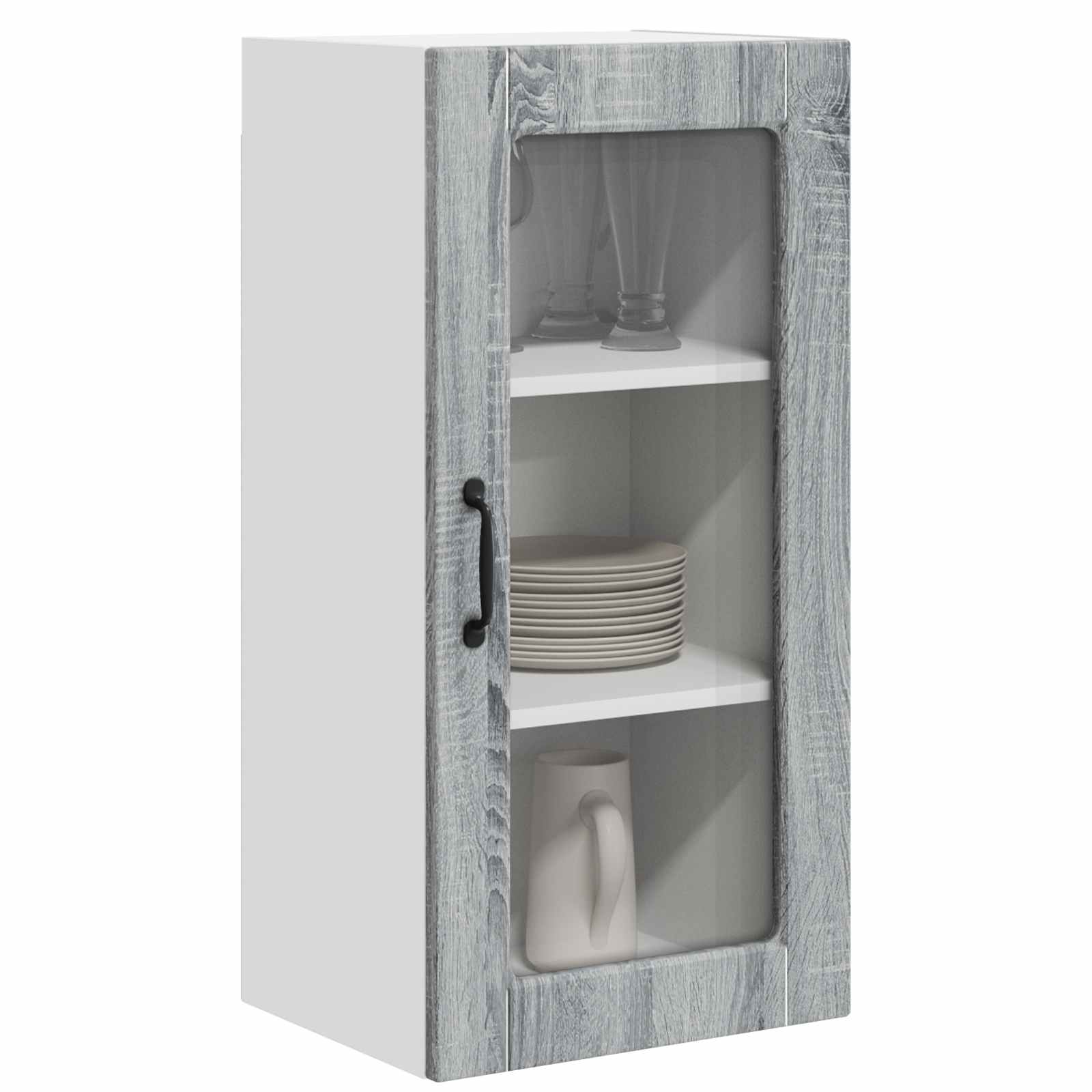 Zidni stakleni ormarić Lucca 2 pcs Siva sonoma 40 x 31 x 80 cm