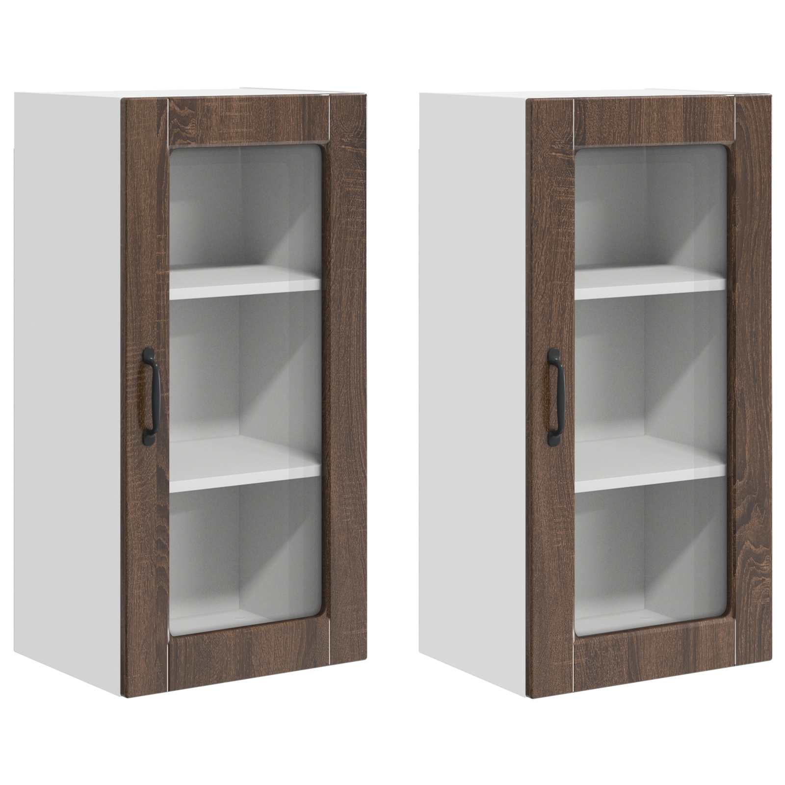 Zidni stakleni ormarić Lucca 2 pcs Smeđi hrast 40 x 31 x 80 cm