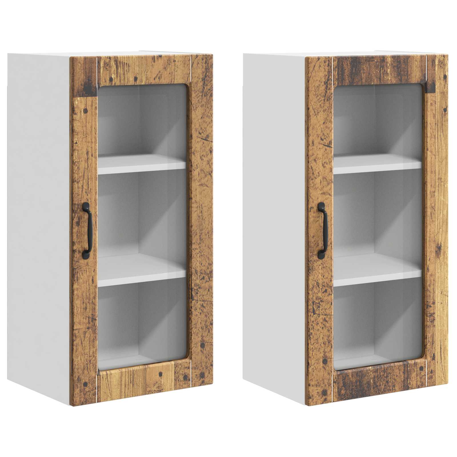 Zidni stakleni ormarić Lucca 2 pcs Staro drvo 40 x 31 x 80 cm