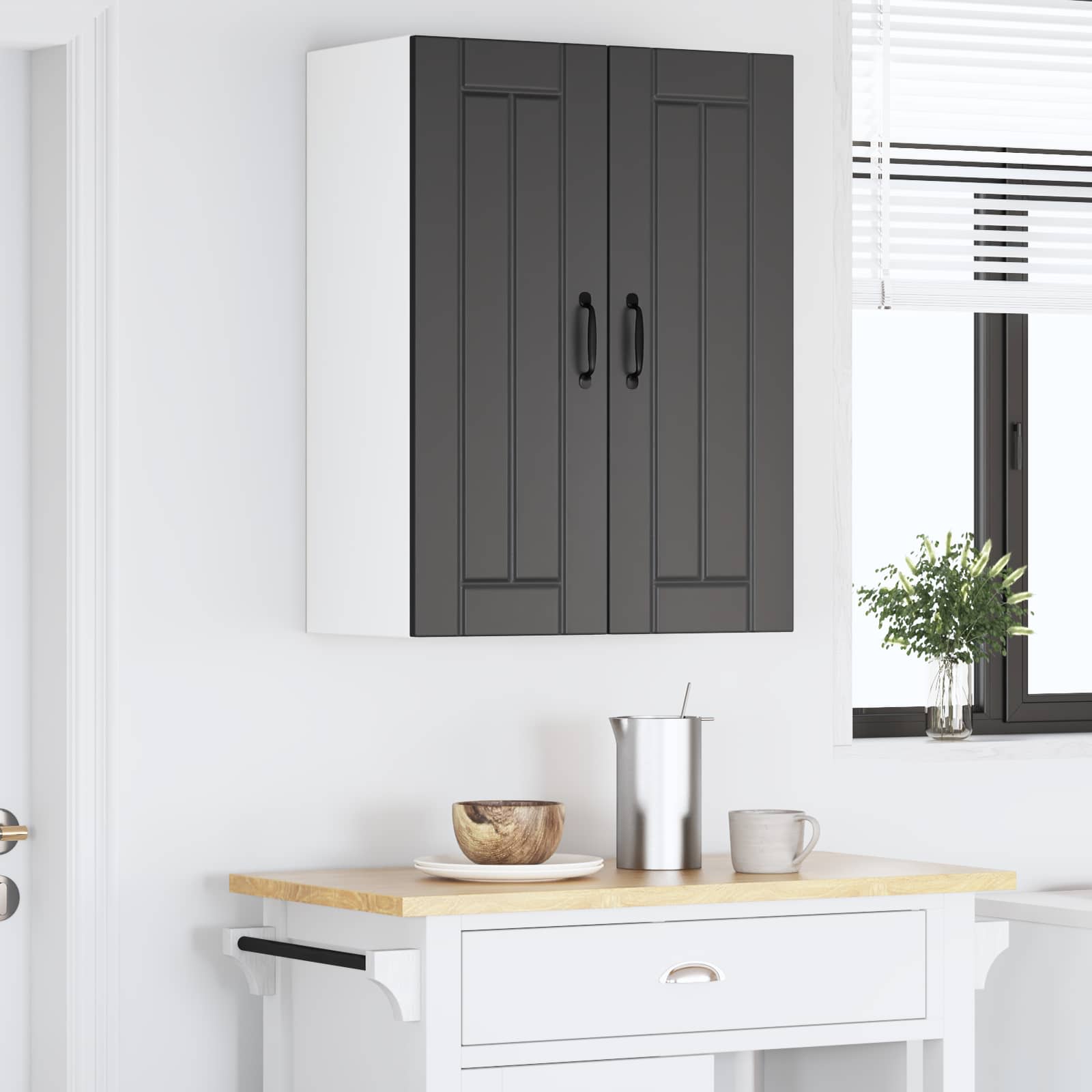 Ormar za Zid Lucca 2 pcs Crna 30 x 31 x 80 cm Konstruirano drvo