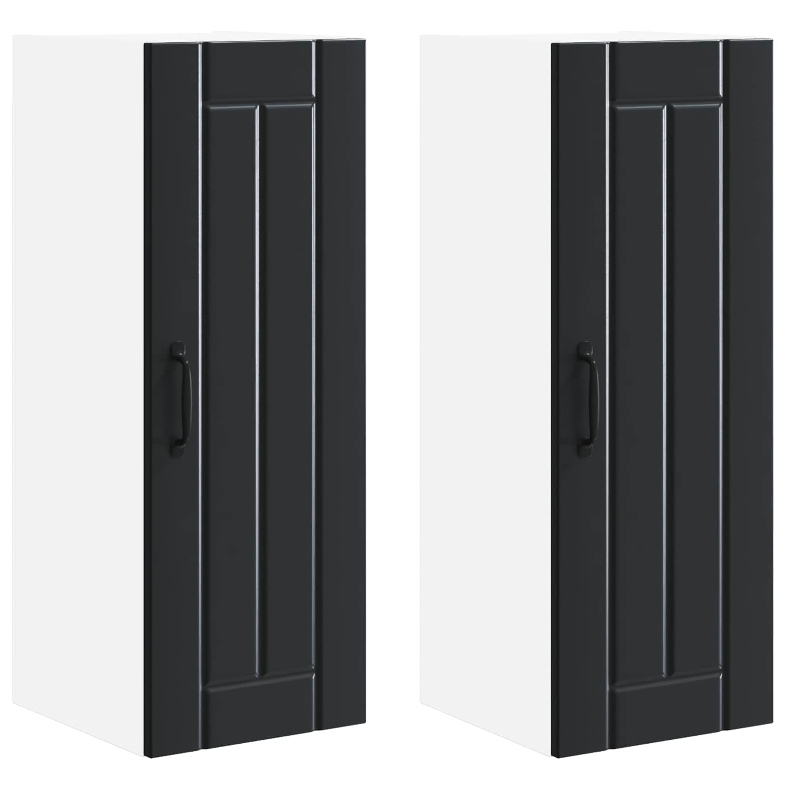 Ormar za Zid Lucca 2 pcs Crna 30 x 31 x 80 cm Konstruirano drvo