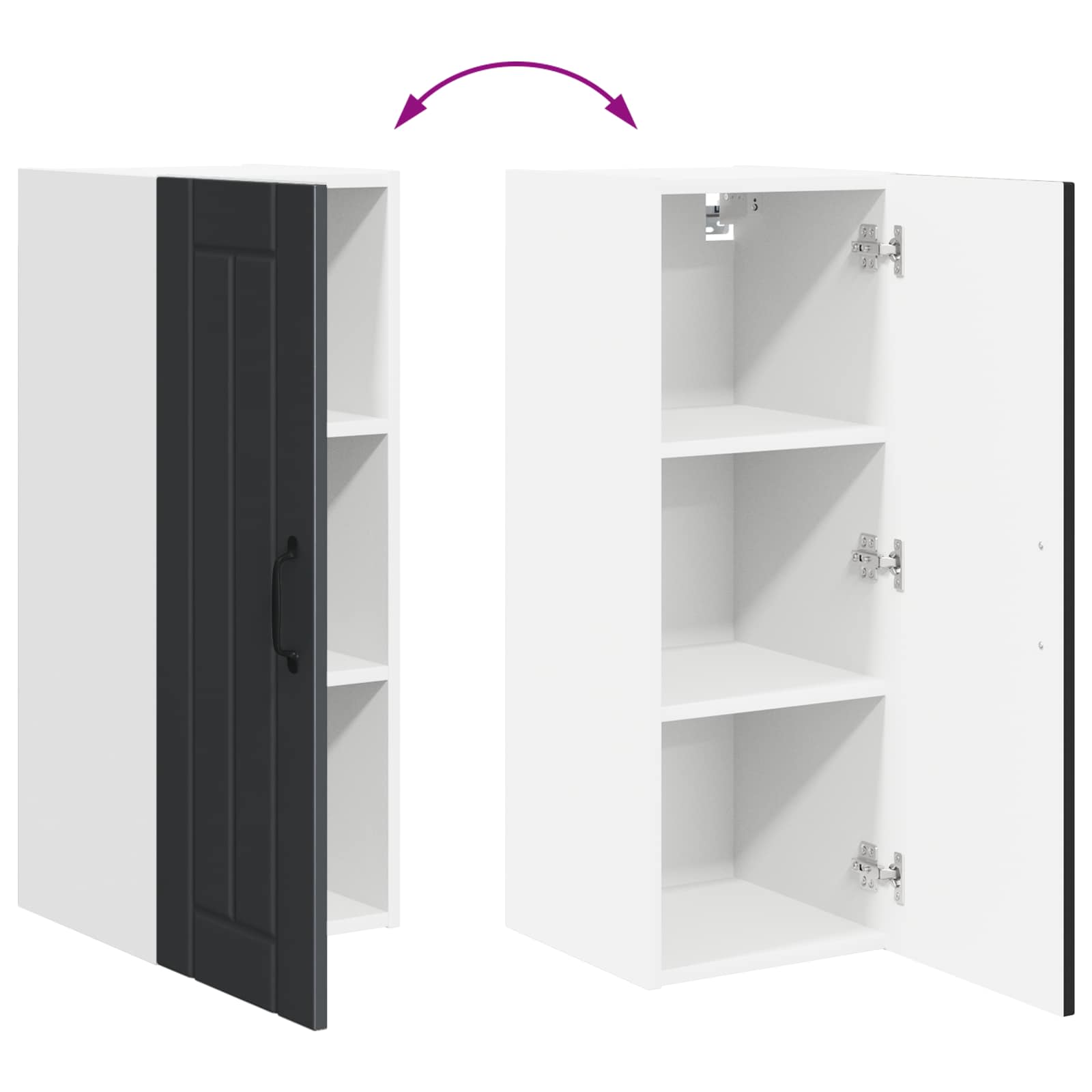 Ormar za Zid Lucca 2 pcs Crna 30 x 31 x 80 cm Konstruirano drvo