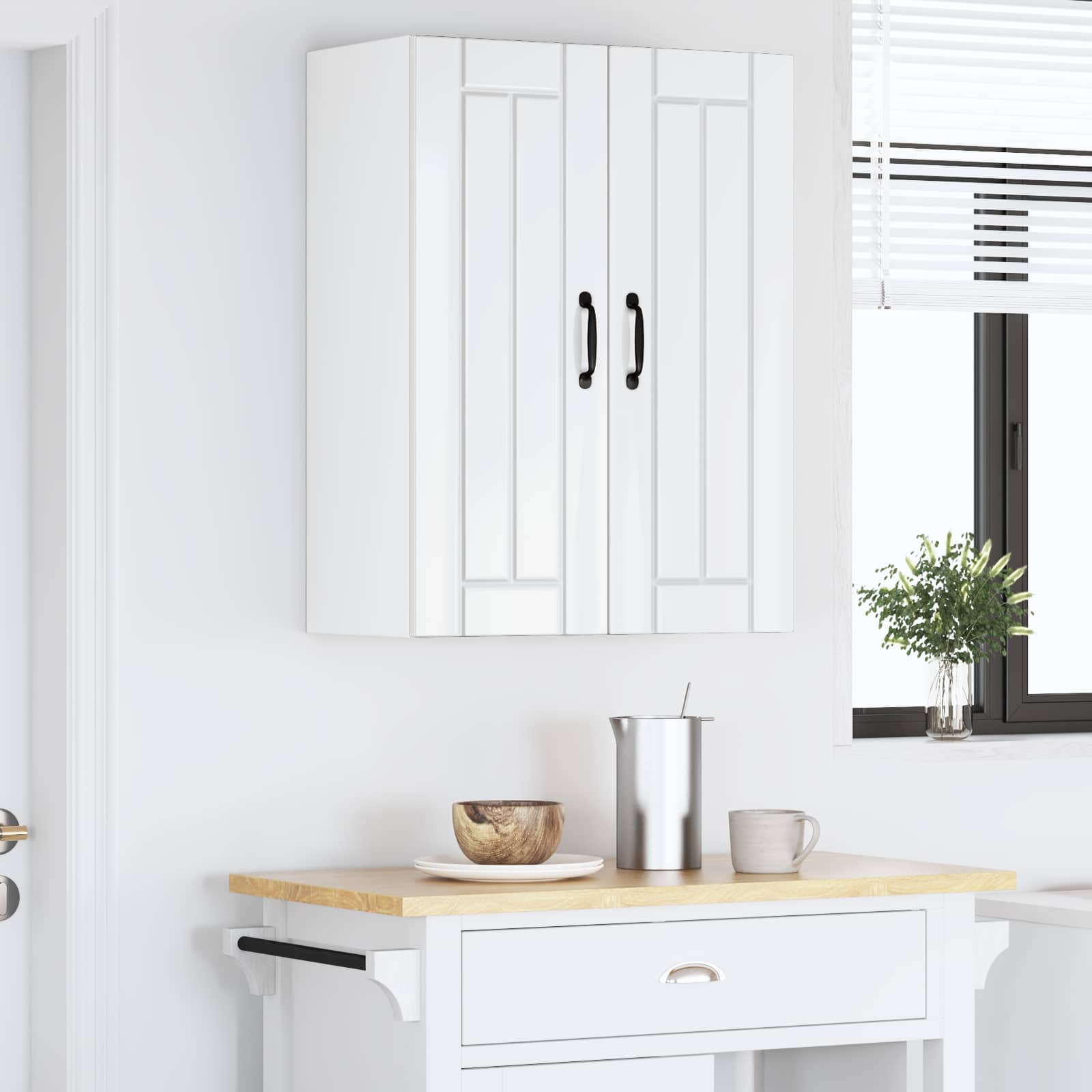 Ormar za Zid Lucca 2 pcs Bijela visokog sjaja 30 x 31 x 80 cm