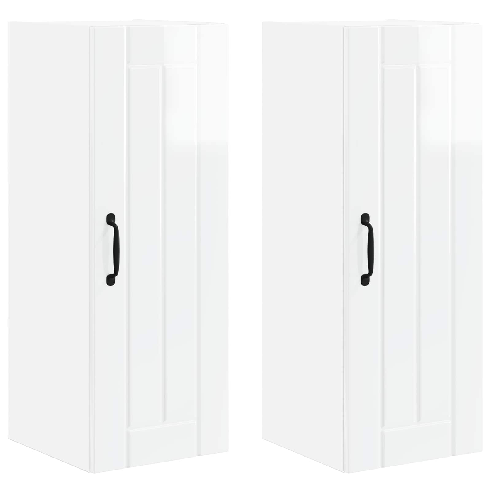 Ormar za Zid Lucca 2 pcs Bijela visokog sjaja 30 x 31 x 80 cm