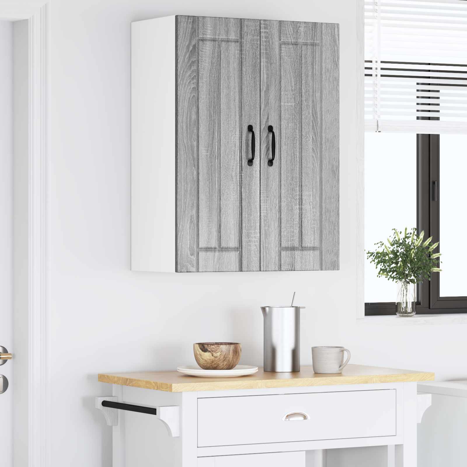 Ormar za Zid Lucca 2 pcs Siva sonoma 30 x 31 x 80 cm