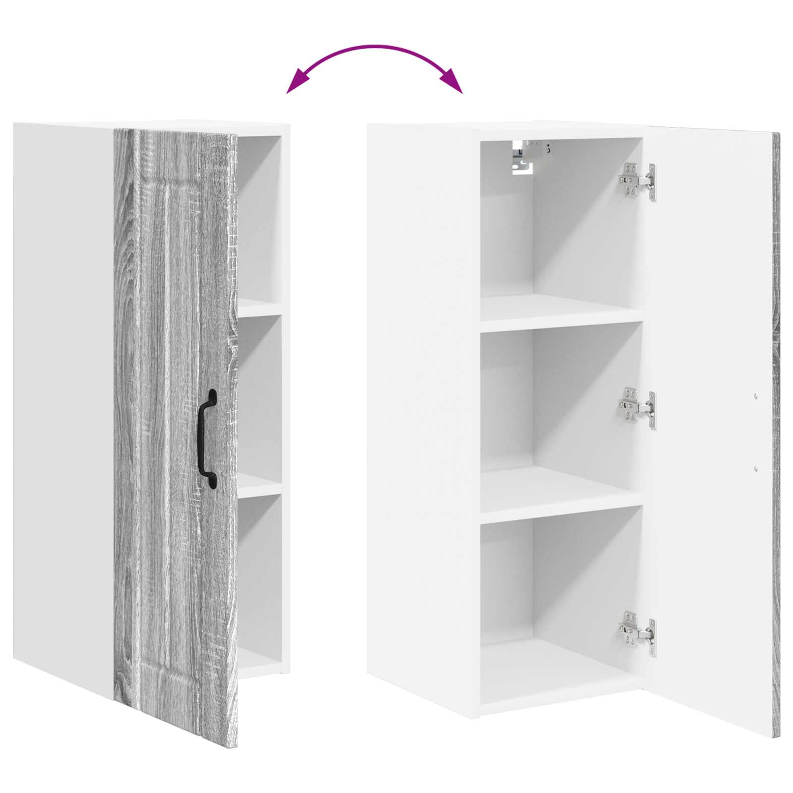 Ormar za Zid Lucca 2 pcs Siva sonoma 30 x 31 x 80 cm