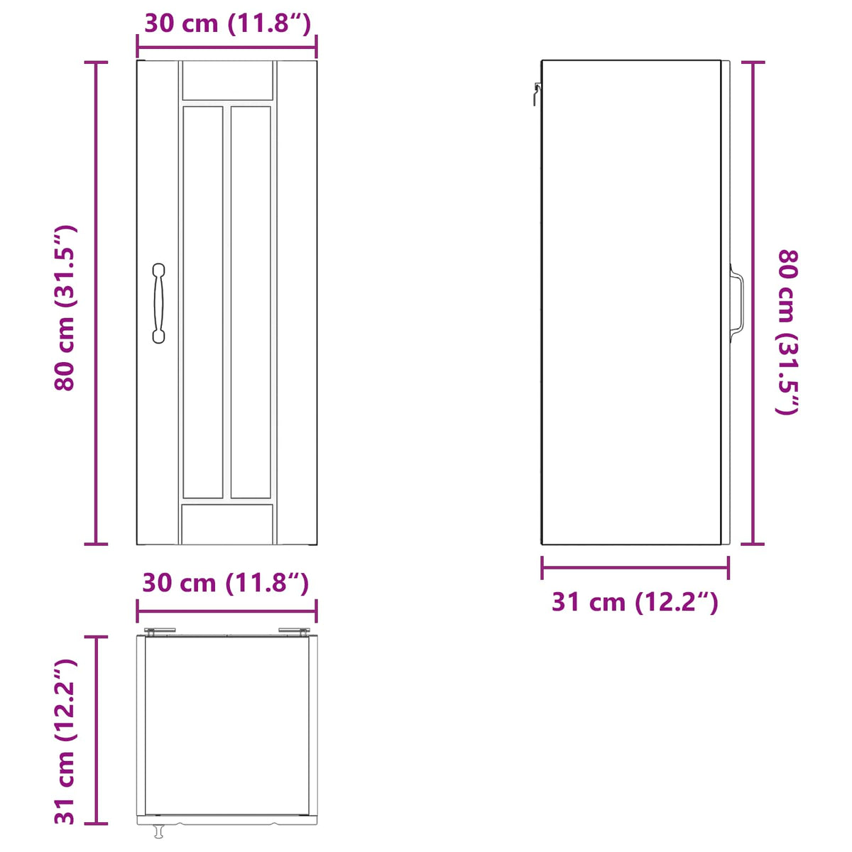Ormar za Zid Lucca 2 pcs Smeđi hrast 30 x 31 x 80 cm