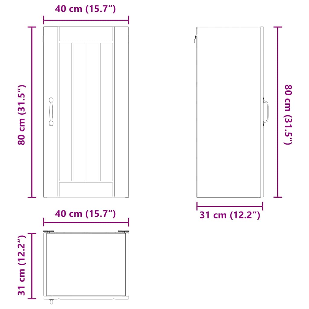 Ormar za Zid Lucca Staro drvo 40 x 31 x 80 cm Konstruirano drvo
