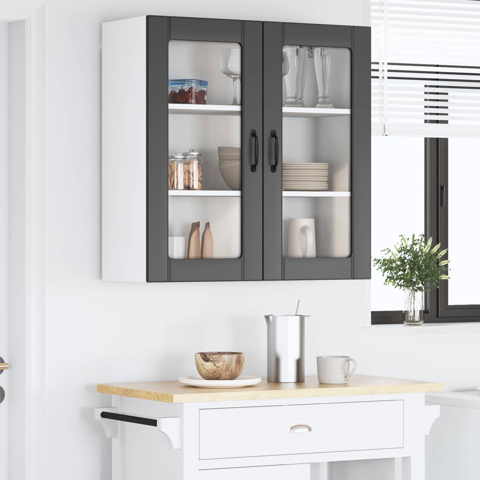 Zidni stakleni ormarić Lucca Crna 80 x 31 x 80 cm