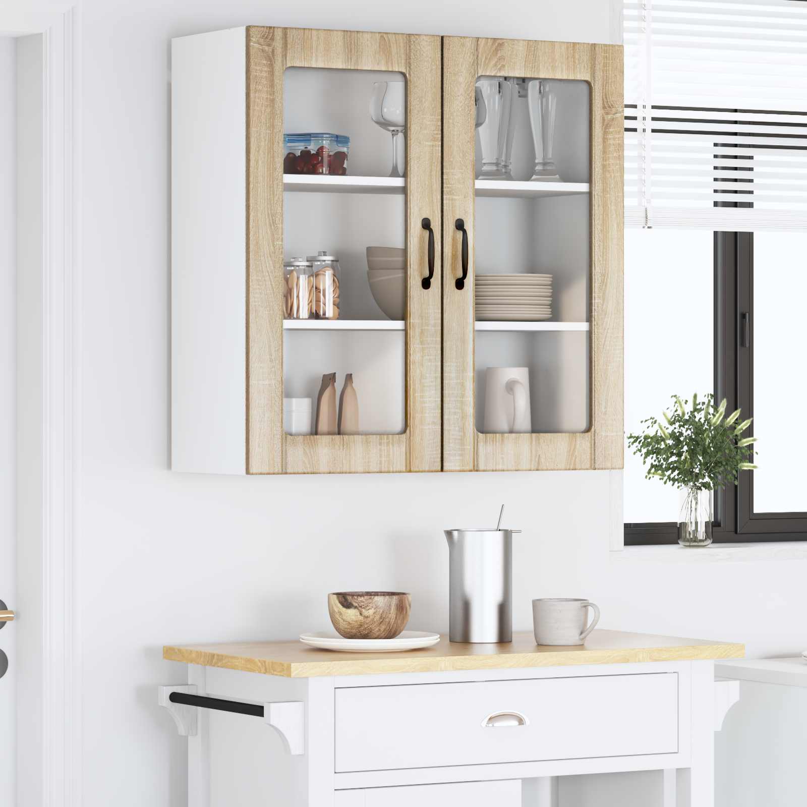 Zidni stakleni ormarić Lucca Hrast sonoma 80 x 31 x 80 cm