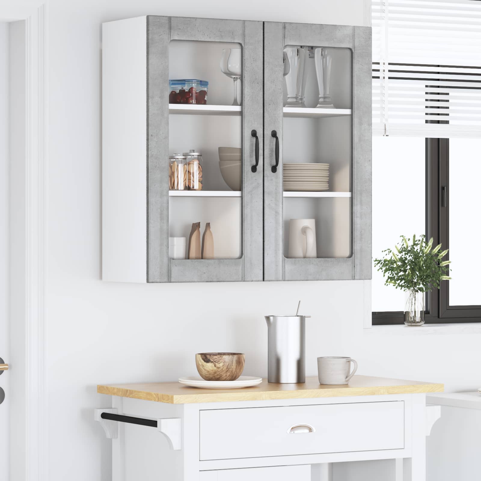 Zidni stakleni ormarić Lucca Betonska siva 80 x 31 x 80 cm