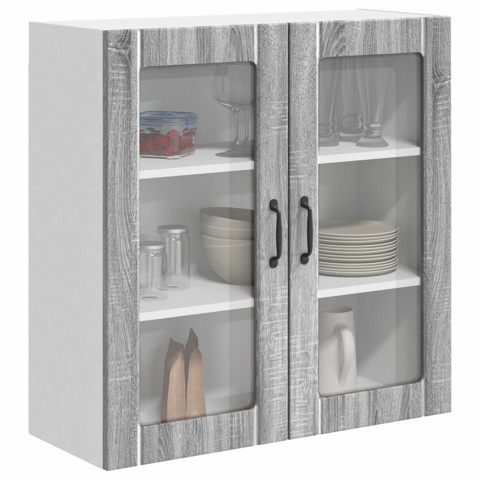 Zidni stakleni ormarić Lucca Siva sonoma 80 x 31 x 80 cm