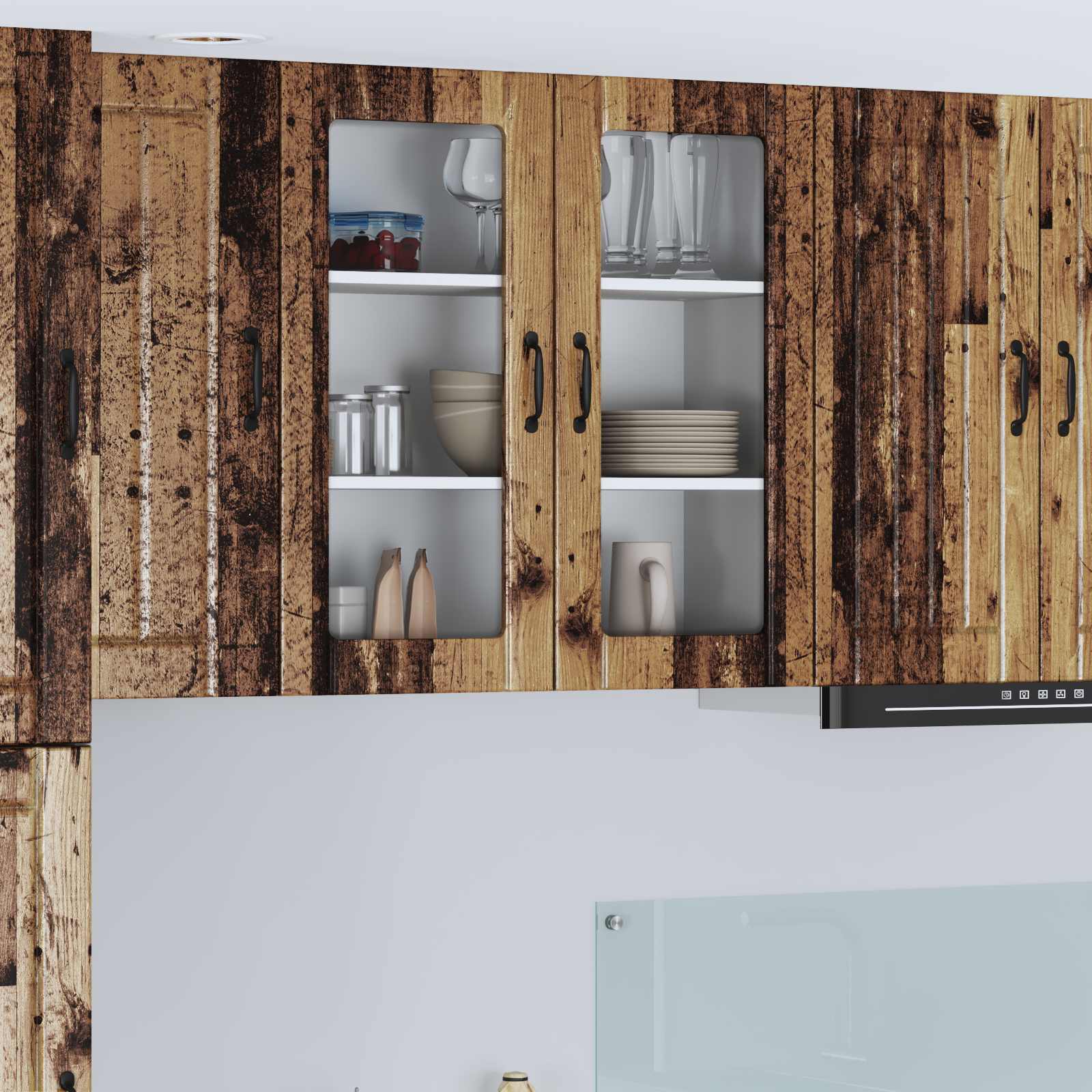 Zidni stakleni ormarić Lucca Staro drvo 80 x 31 x 80 cm