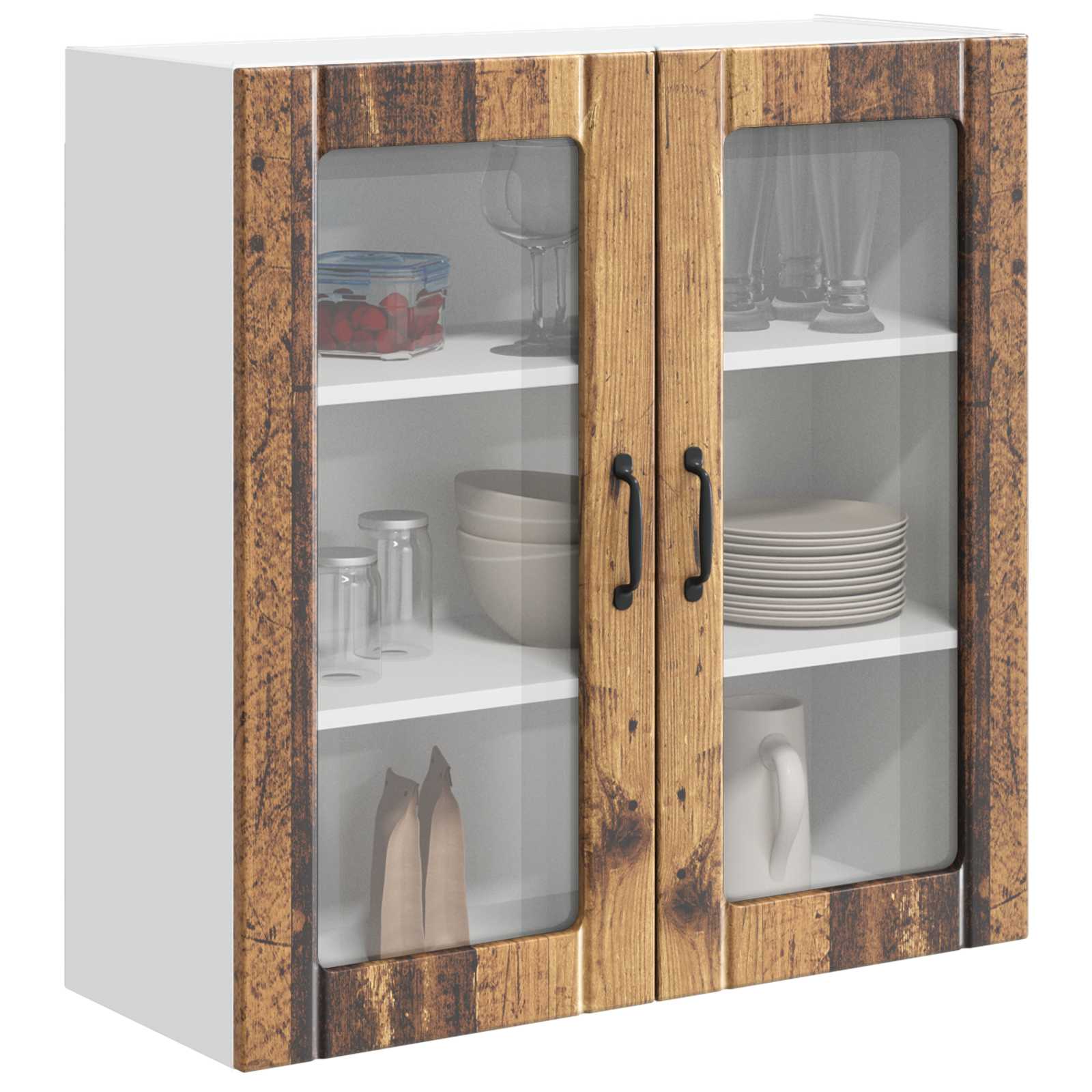 Zidni stakleni ormarić Lucca Staro drvo 80 x 31 x 80 cm