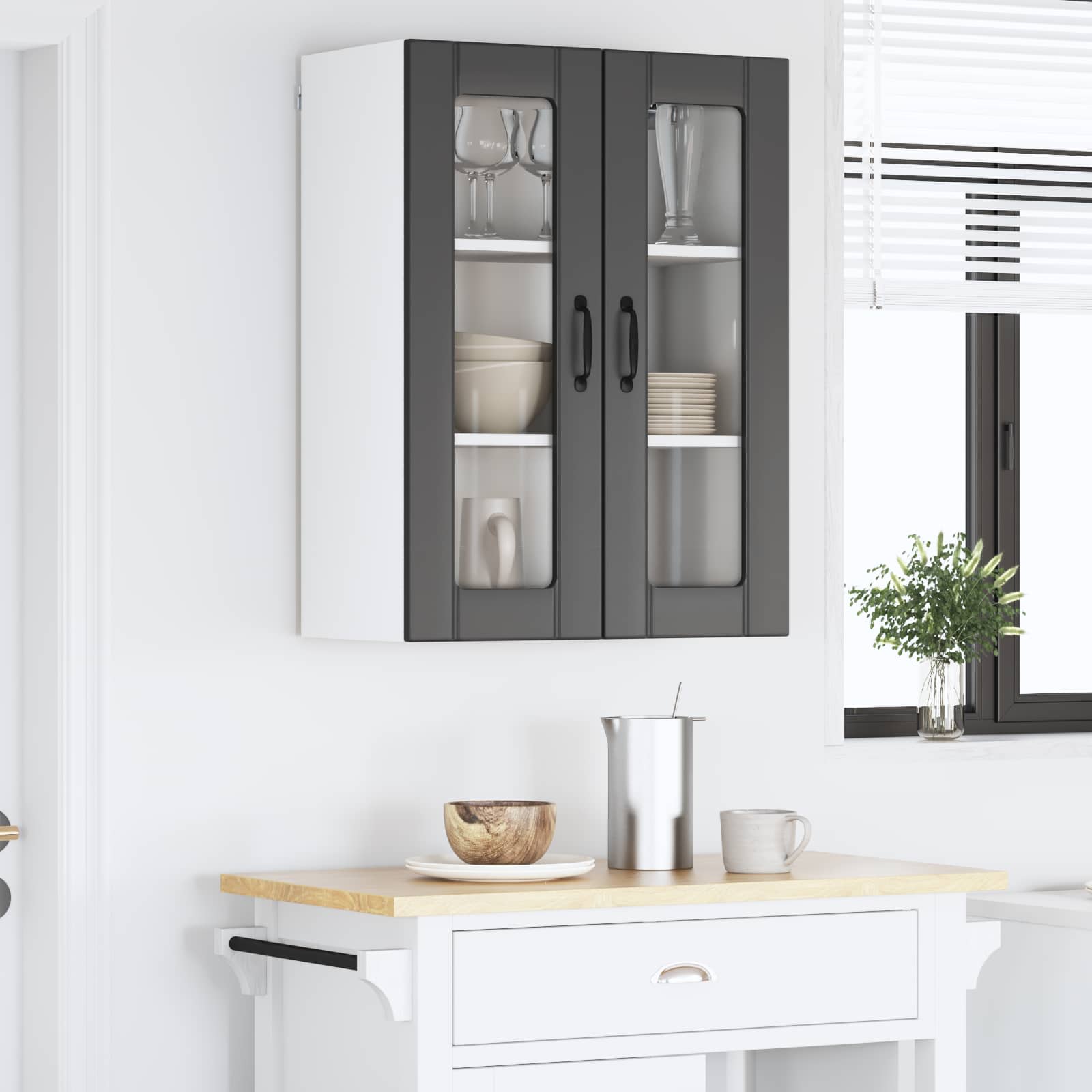 Zidni stakleni ormarić Lucca Crna 60 x 31 x 80 cm