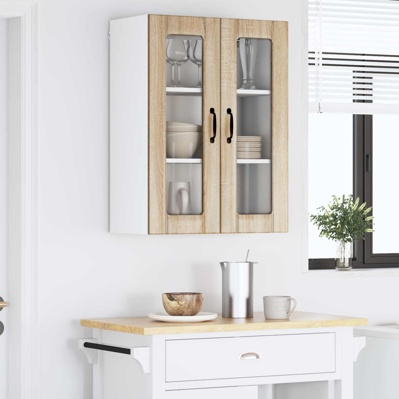 Zidni stakleni ormarić Lucca Hrast sonoma 60 x 31 x 80 cm