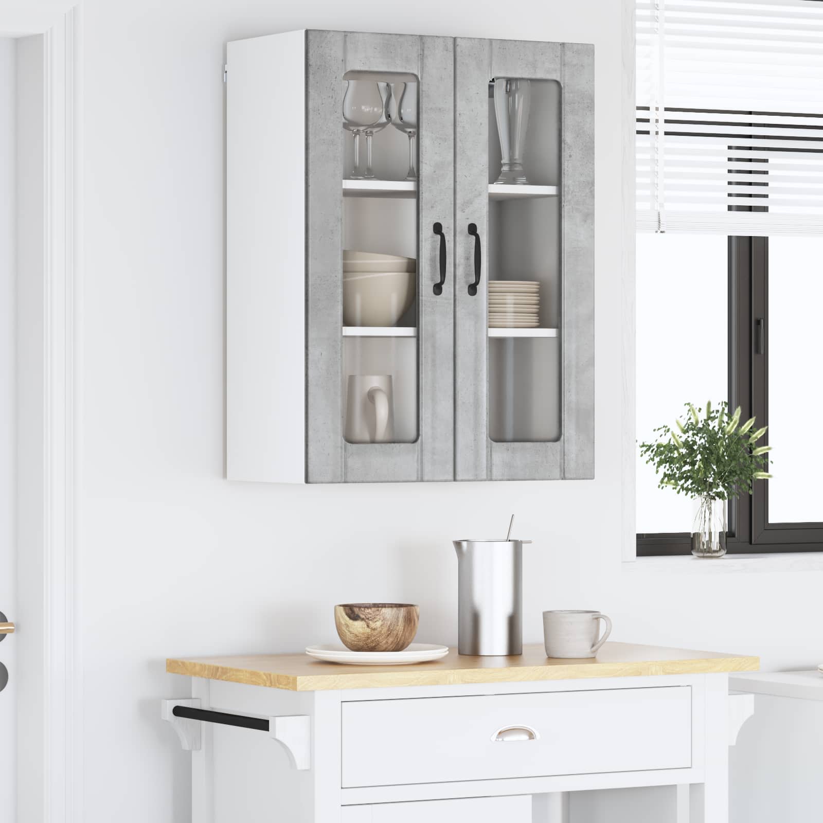 Zidni stakleni ormarić Lucca Betonska siva 60 x 31 x 80 cm