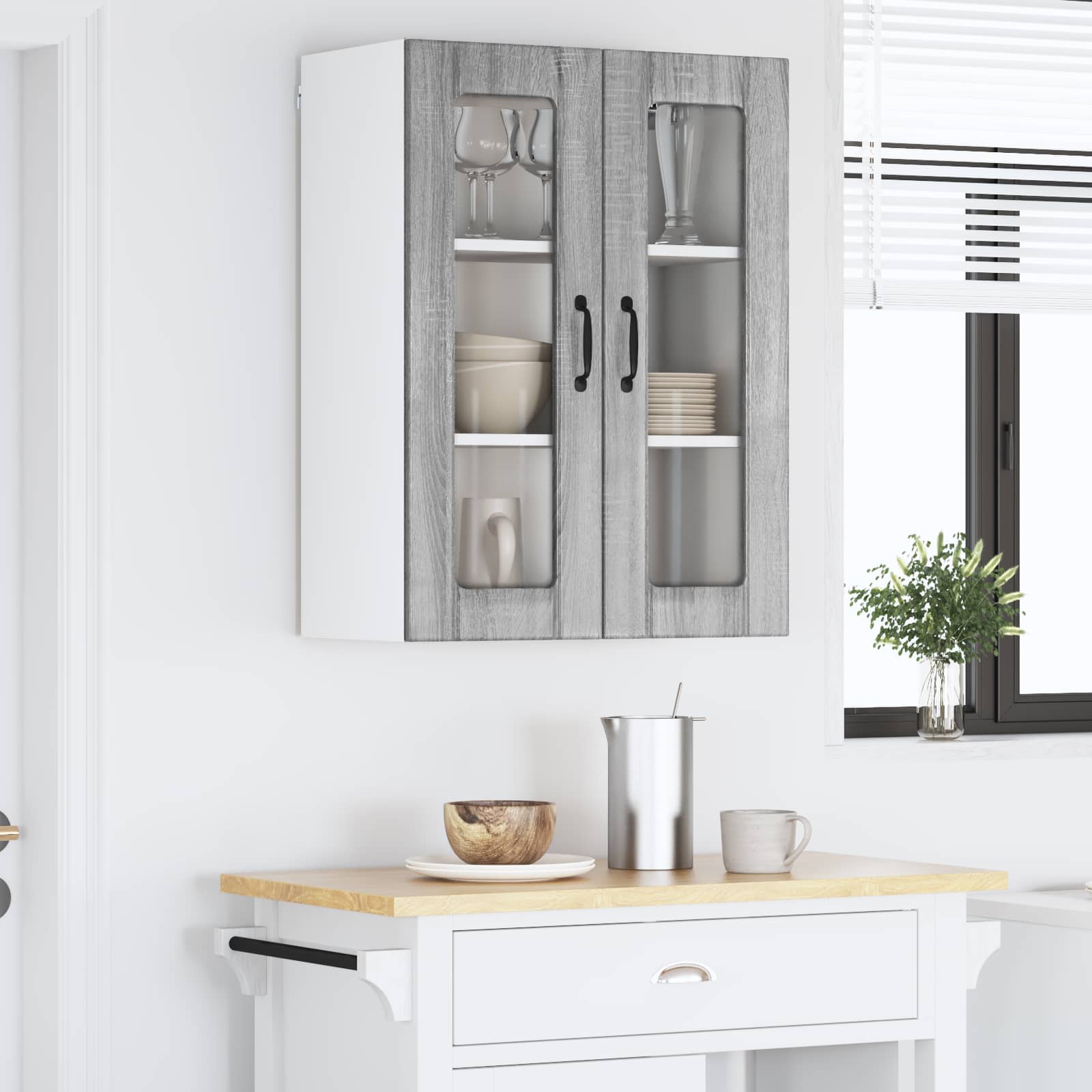 Zidni stakleni ormarić Lucca Siva sonoma 60 x 31 x 80 cm