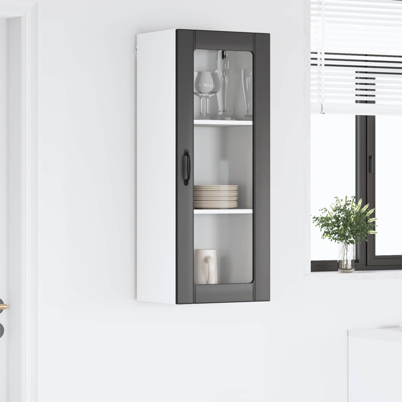 Zidni stakleni ormarić Lucca Crna 40 x 31 x 100 cm