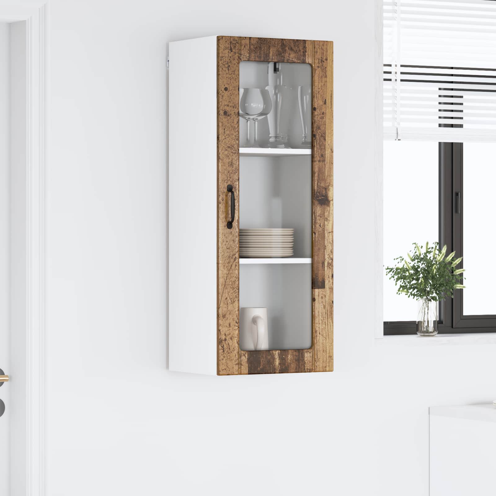Zidni stakleni ormarić Lucca Staro drvo 40 x 31 x 100 cm