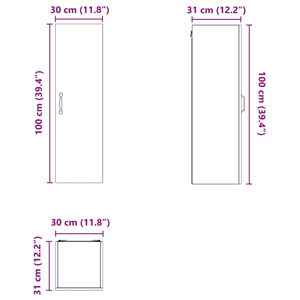 Ormar za Zid Lucca Staro drvo 30 x 31 x 100 cm