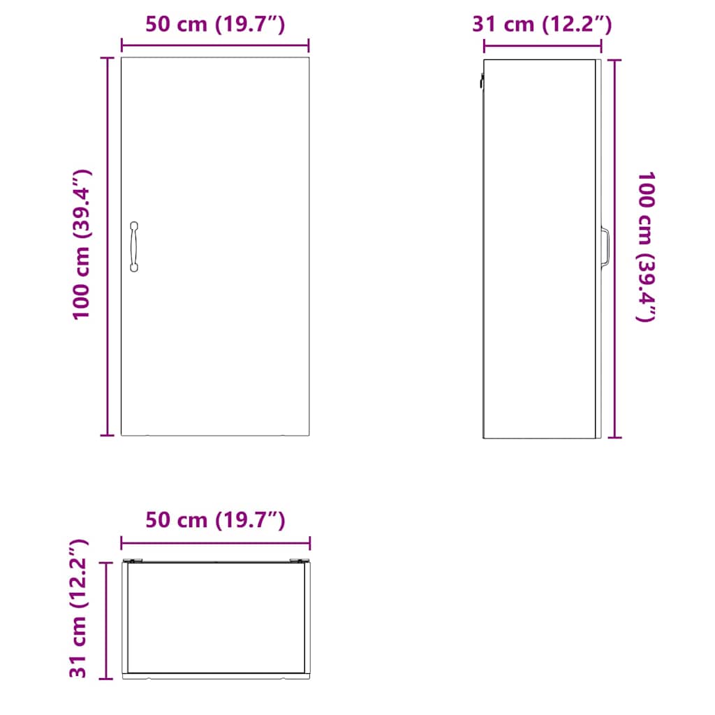 Ormar za Zid Lucca Betonska siva 50 x 31 x 100 cm