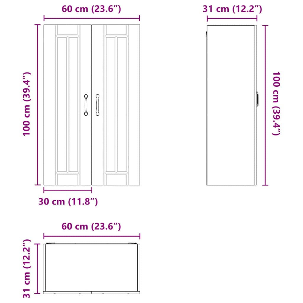 Ormar za Zid Lucca Dimljeni hrast 60 x 31 x 100 cm