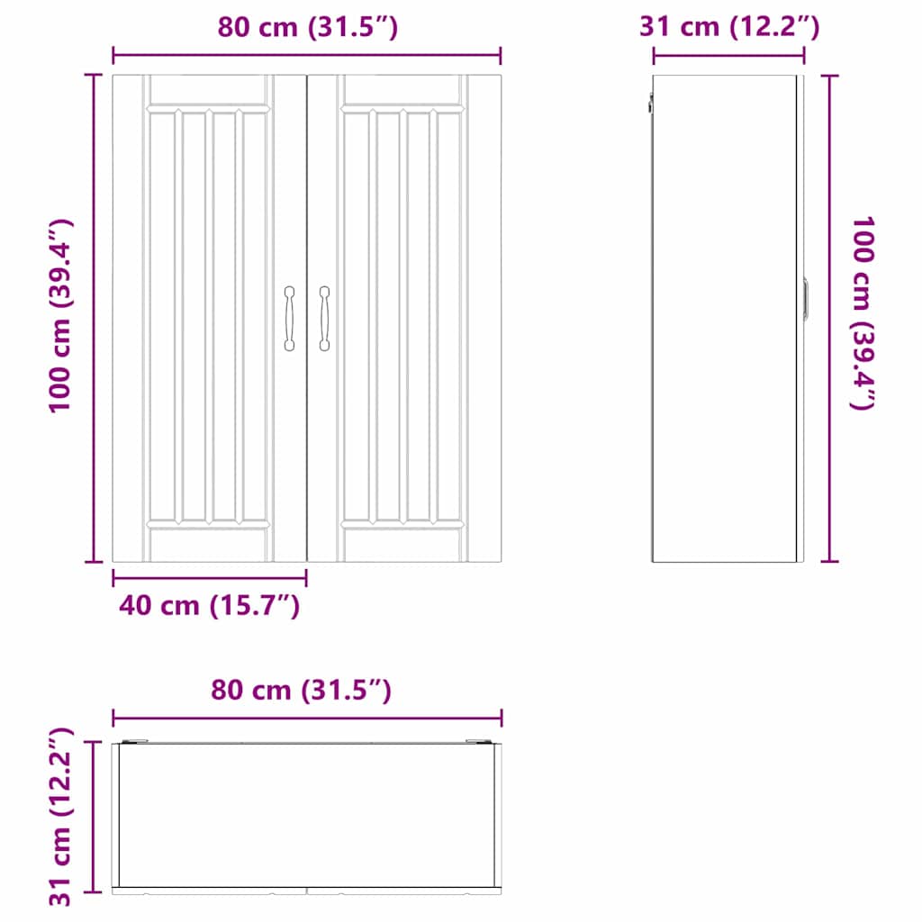 Ormar za Zid Lucca Staro drvo 80 x 31 x 100 cm
