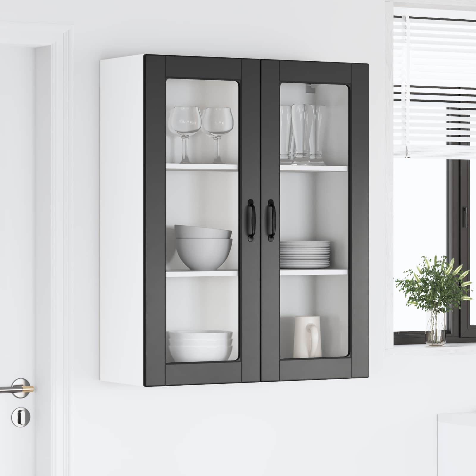 Zidni stakleni ormarić Lucca Crna 80 x 31 x 100 cm