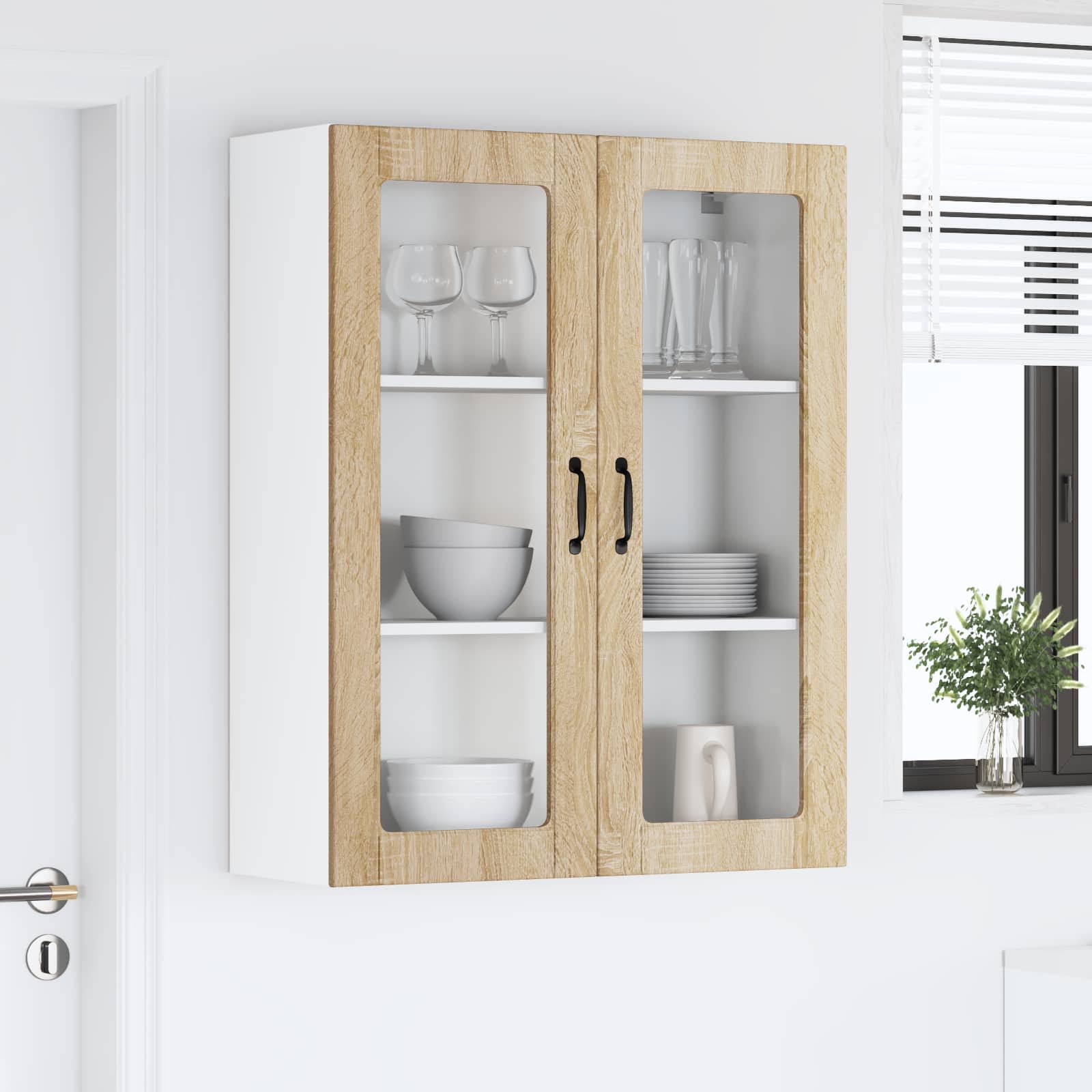 Zidni stakleni ormarić Lucca Hrast sonoma 80 x 31 x 100 cm