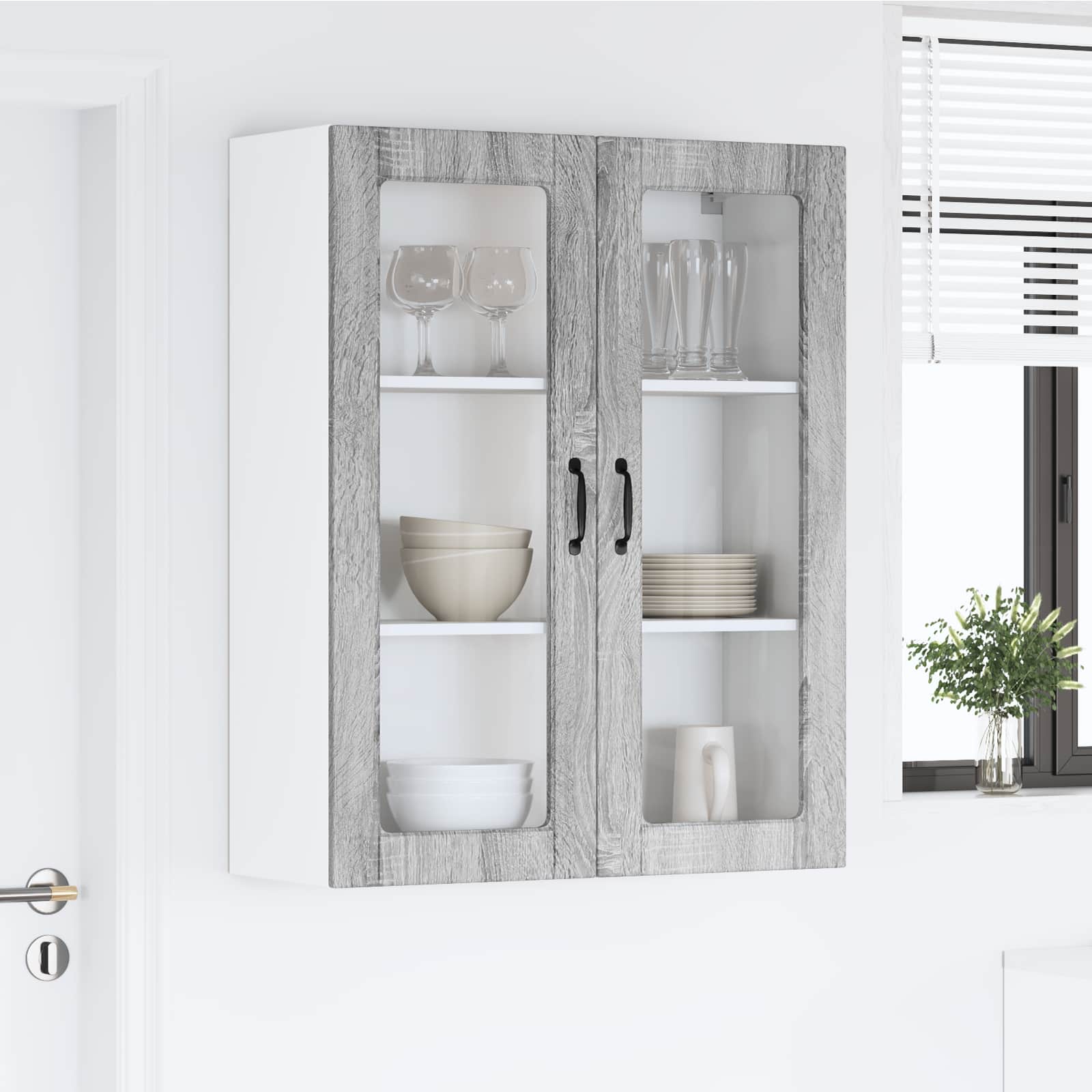 Zidni stakleni ormarić Lucca Siva sonoma 80 x 31 x 100 cm