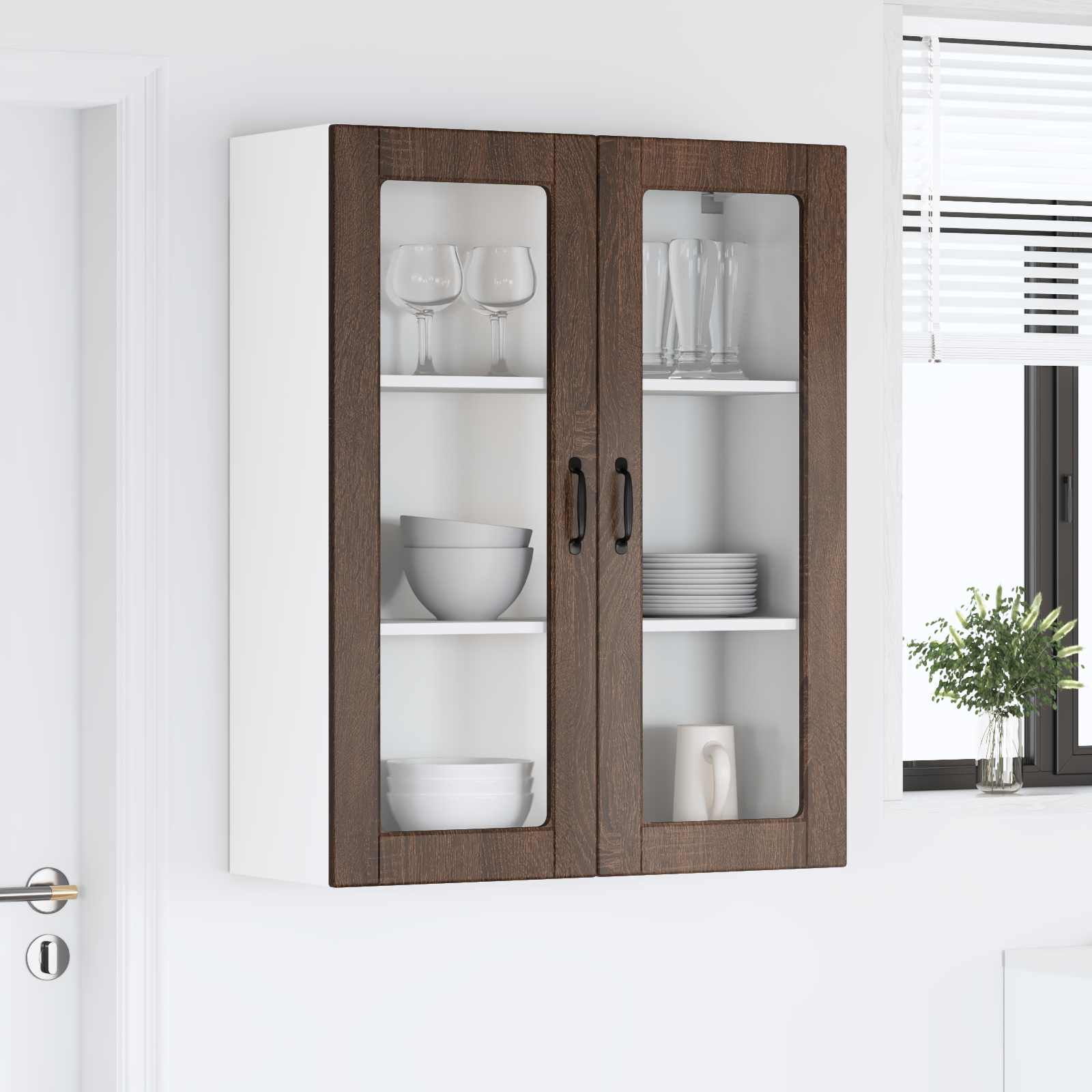 Zidni stakleni ormarić Lucca Smeđi hrast 80 x 31 x 100 cm