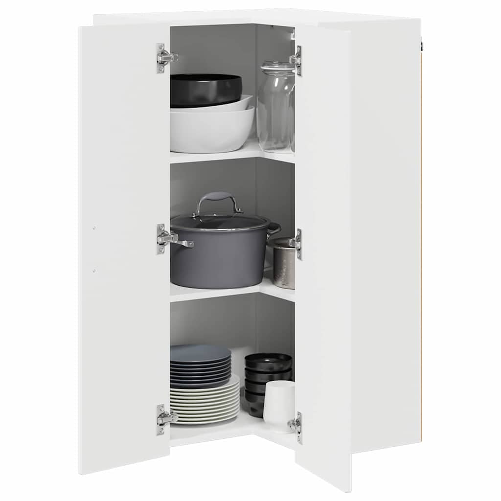 Zidni kutni ormar Lucca Bijela visokog sjaja 57 x 57 x 100 cm
