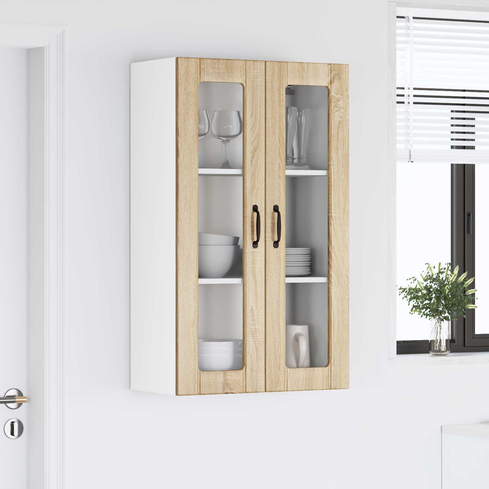 Zidni stakleni ormarić Lucca Hrast sonoma 60 x 31 x 100 cm