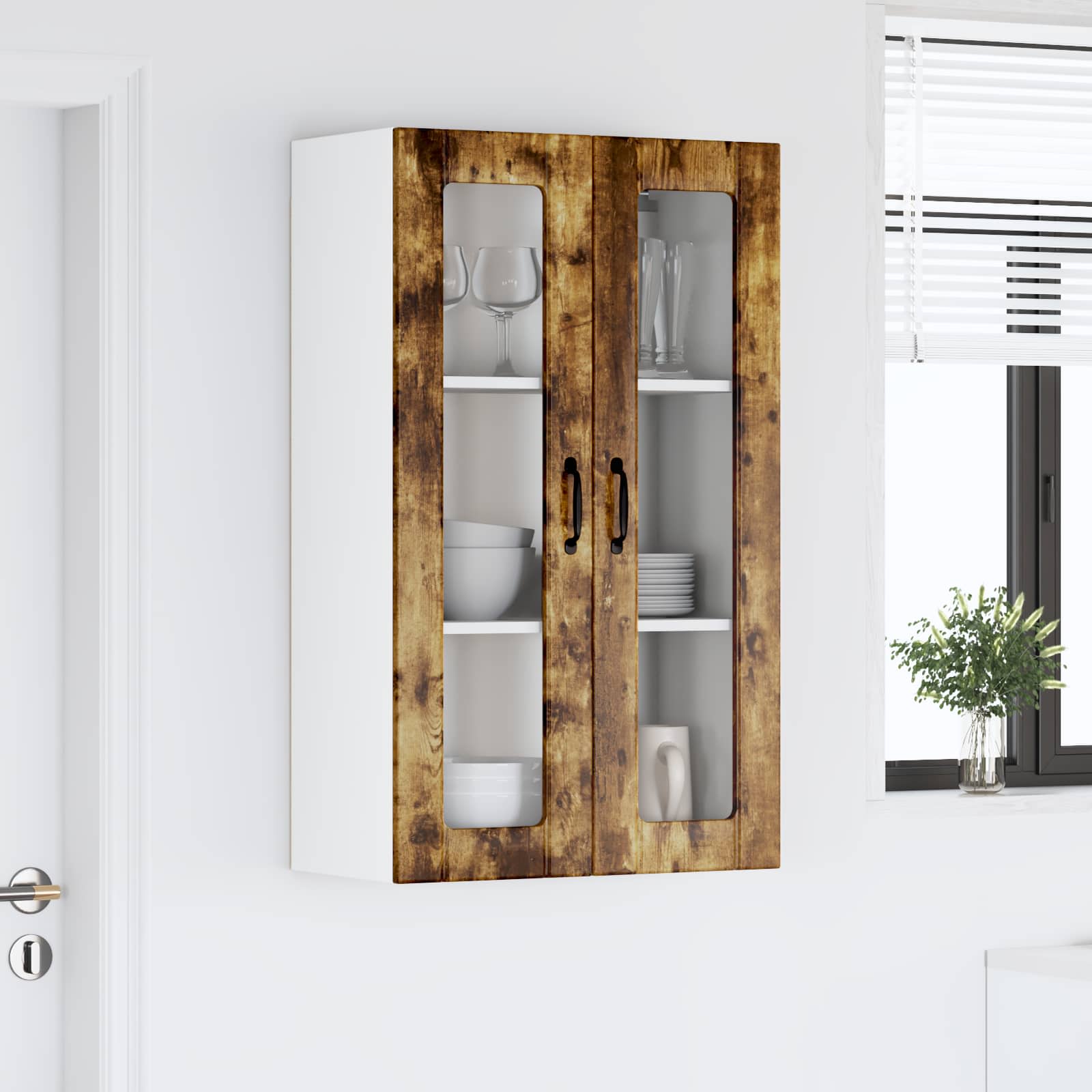 Zidni stakleni ormarić Lucca Dimljeni hrast 60 x 31 x 100 cm
