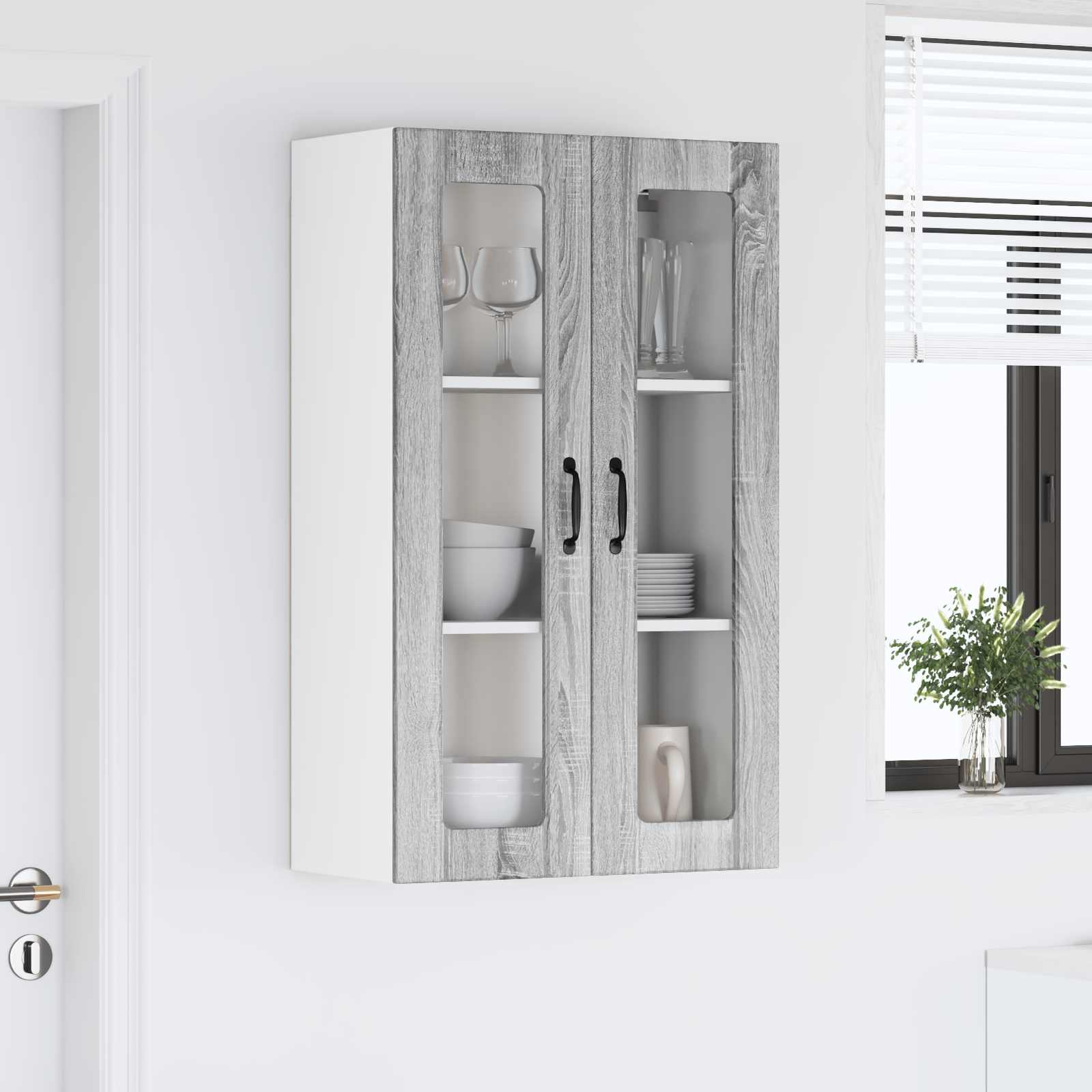 Zidni stakleni ormarić Lucca Siva sonoma 60 x 31 x 100 cm