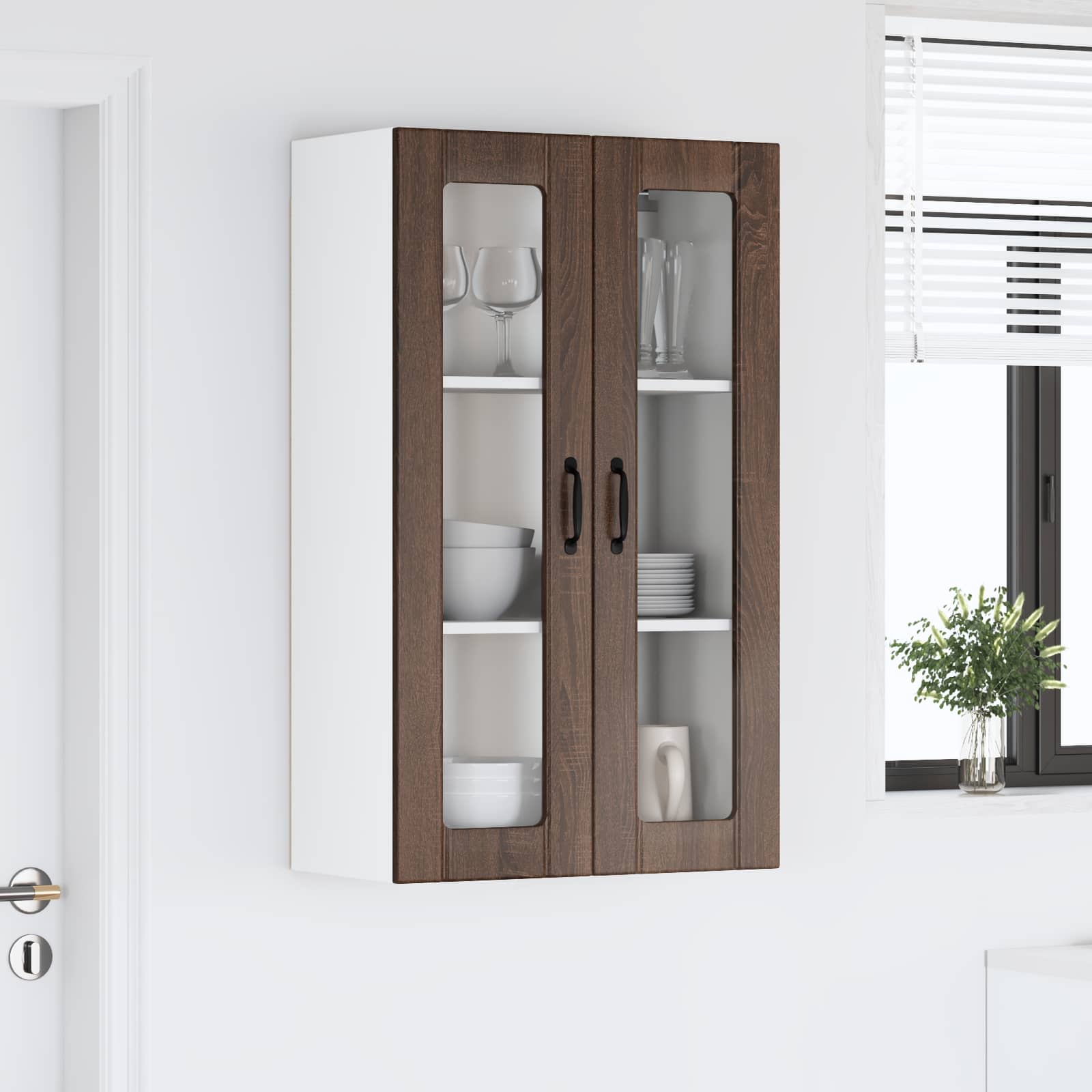 Zidni stakleni ormarić Lucca Smeđi hrast 60 x 31 x 100 cm