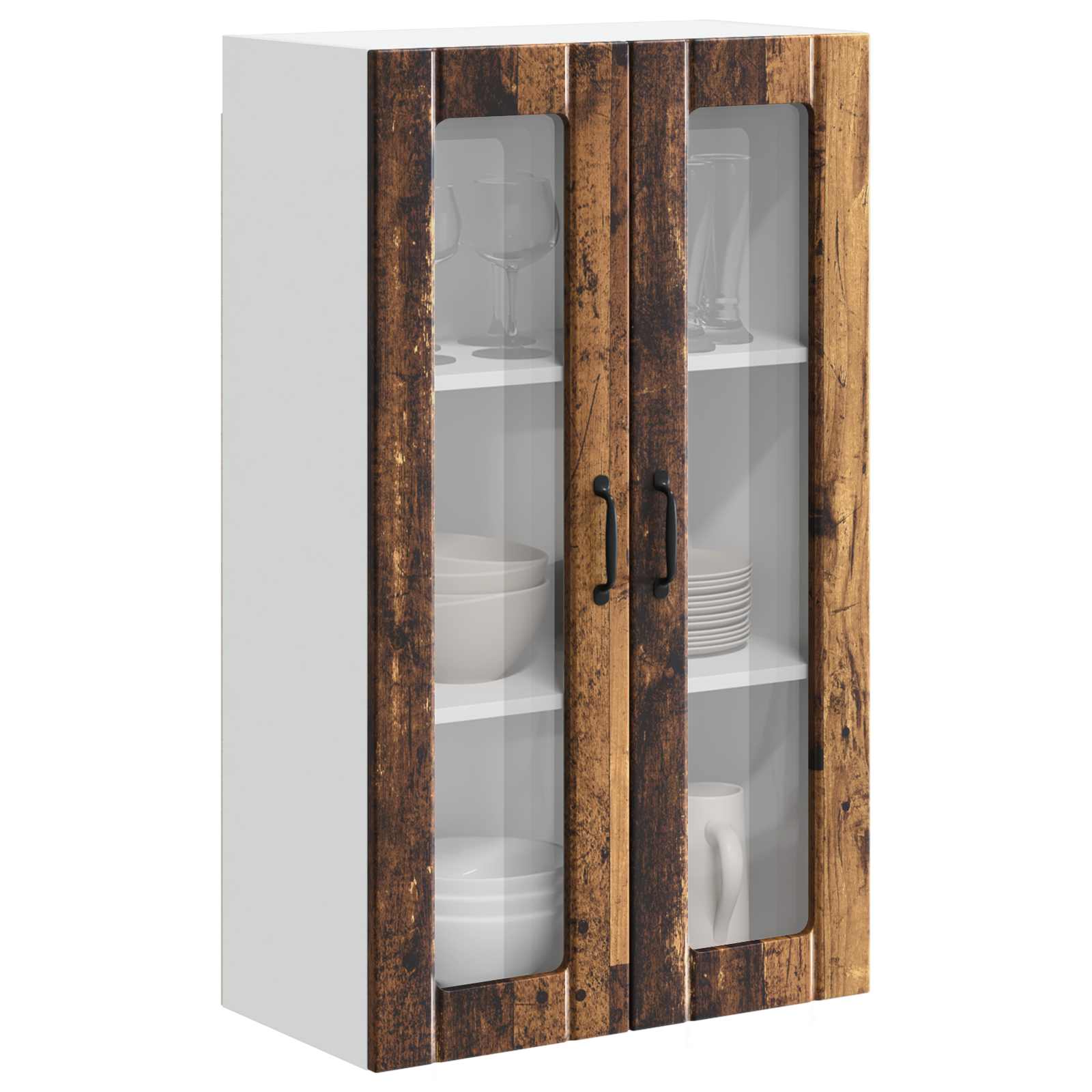 Zidni stakleni ormarić Lucca Staro drvo 60 x 31 x 100 cm