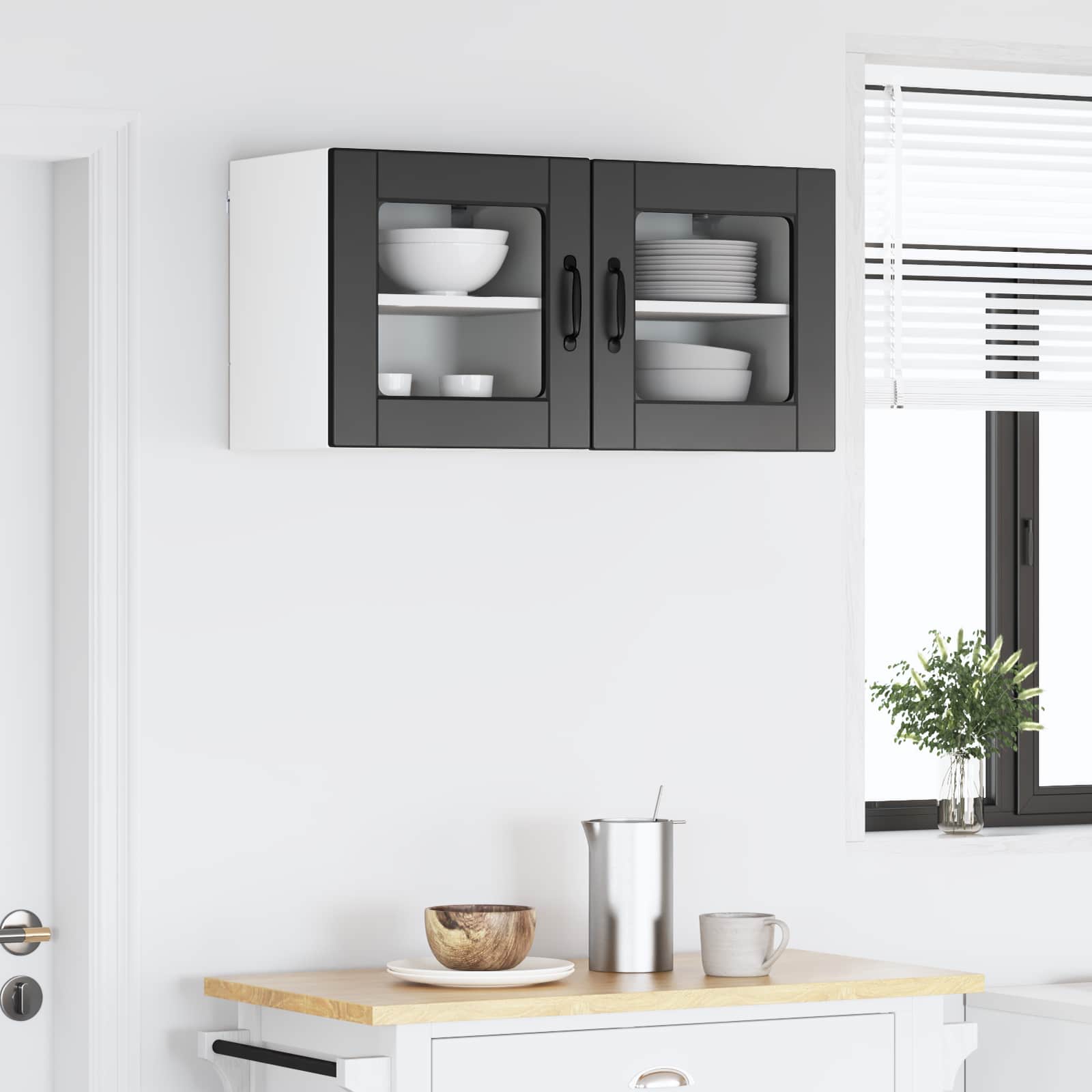 Zidni stakleni ormarić 2 pcs Crna 40 x 31 x 40 cm