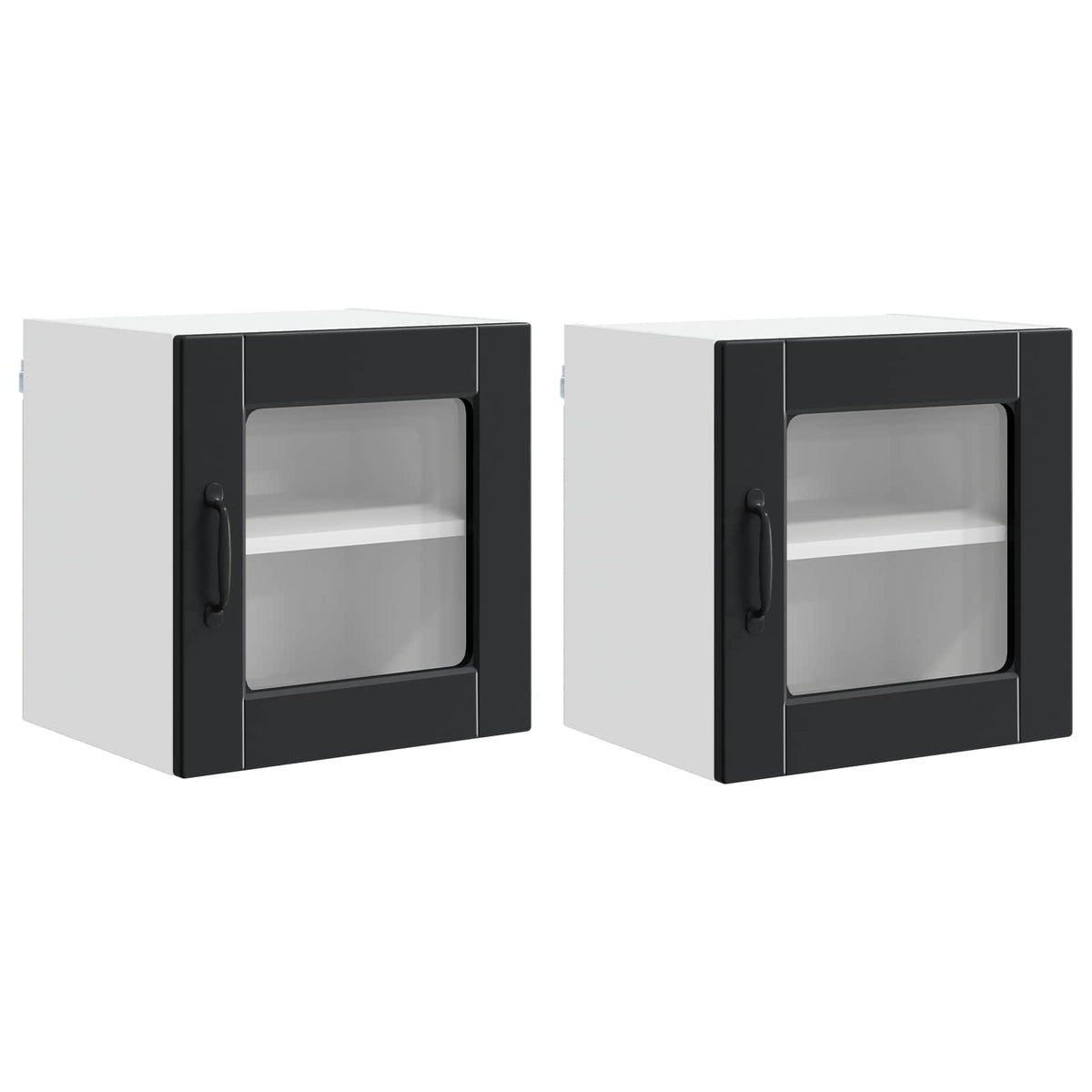 Zidni stakleni ormarić 2 pcs Crna 40 x 31 x 40 cm