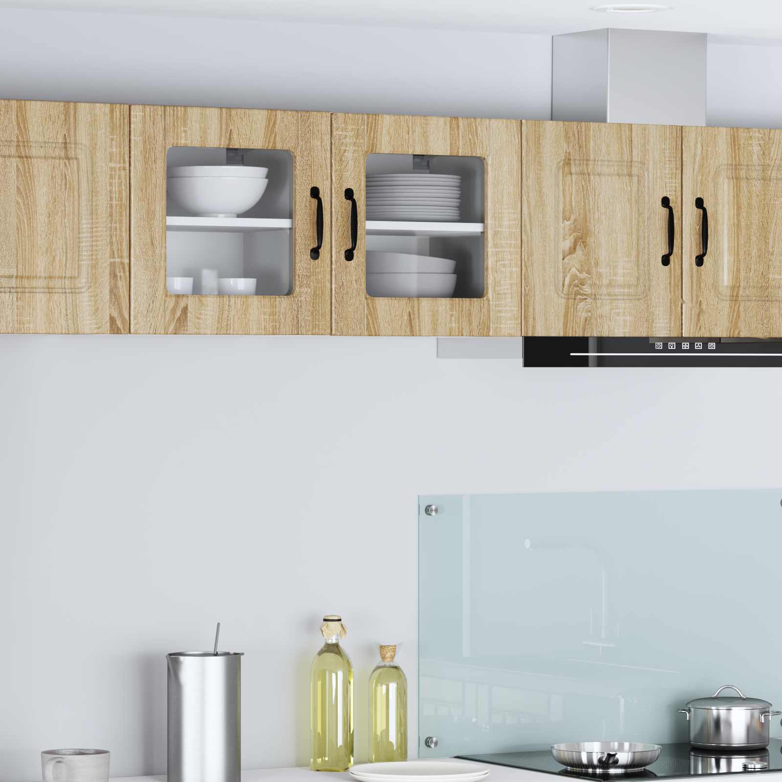 Zidni stakleni ormarić 2 pcs Sonoma hrast 40 x 31 x 40 cm