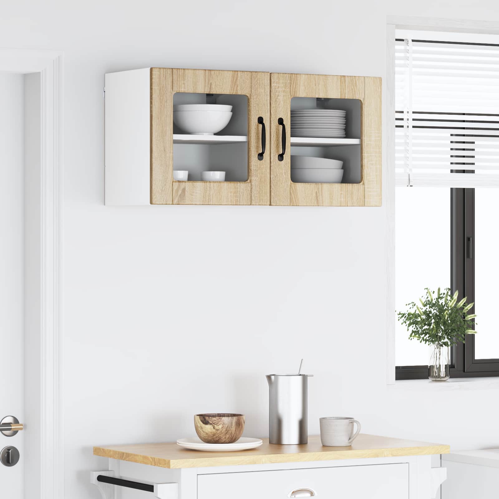 Zidni stakleni ormarić 2 pcs Sonoma hrast 40 x 31 x 40 cm