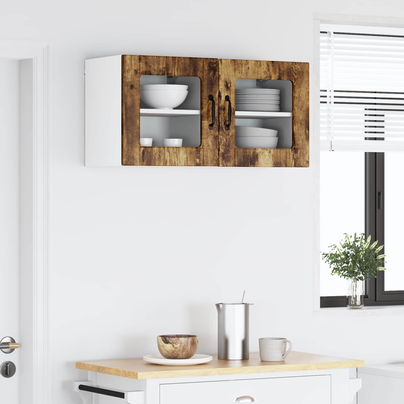 Zidni stakleni ormarić 2 pcs Dimljeni hrast 40 x 31 x 40 cm
