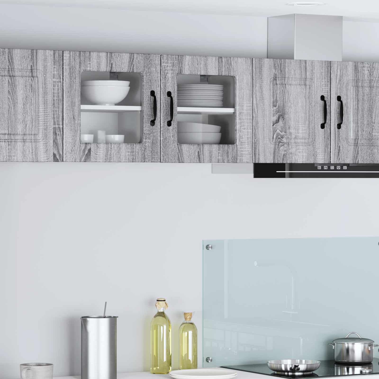 Zidni stakleni ormarić 2 pcs Siva Sonoma 40 x 31 x 40 cm