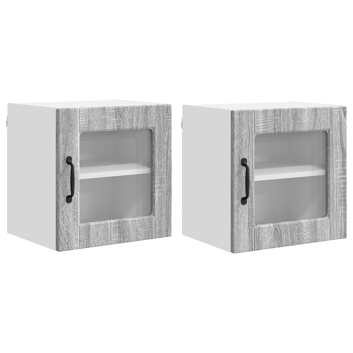 Zidni stakleni ormarić 2 pcs Siva Sonoma 40 x 31 x 40 cm