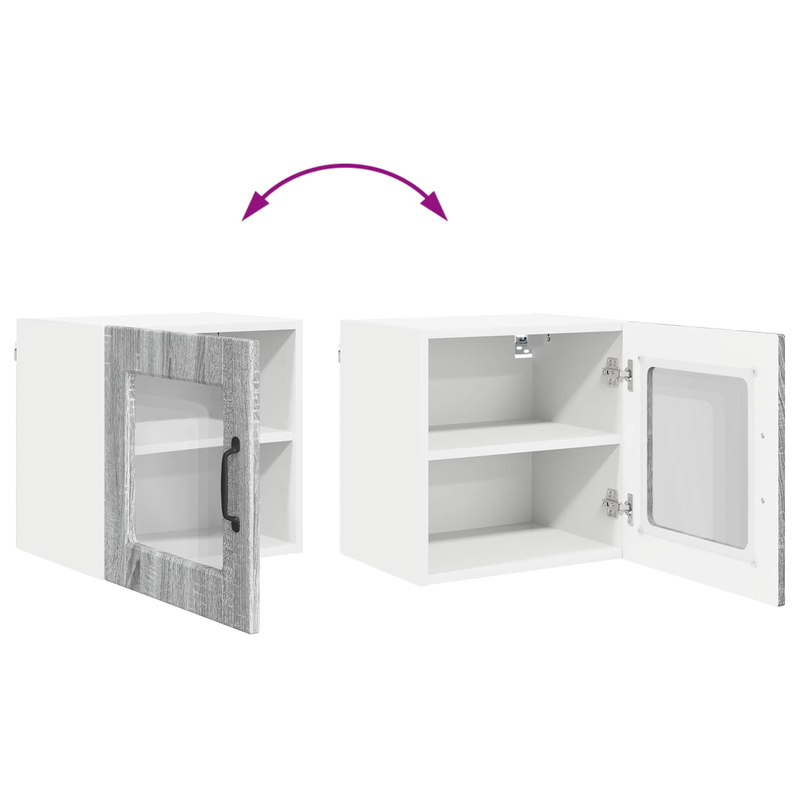 Zidni stakleni ormarić 2 pcs Siva Sonoma 40 x 31 x 40 cm