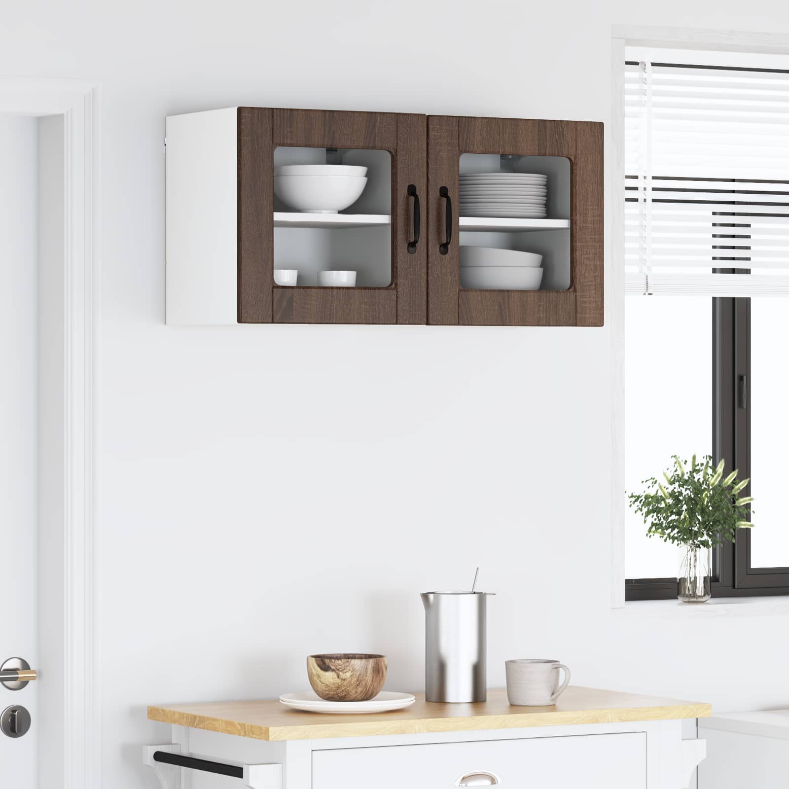Zidni stakleni ormarić 2 pcs Smeđi hrast 40 x 31 x 40 cm