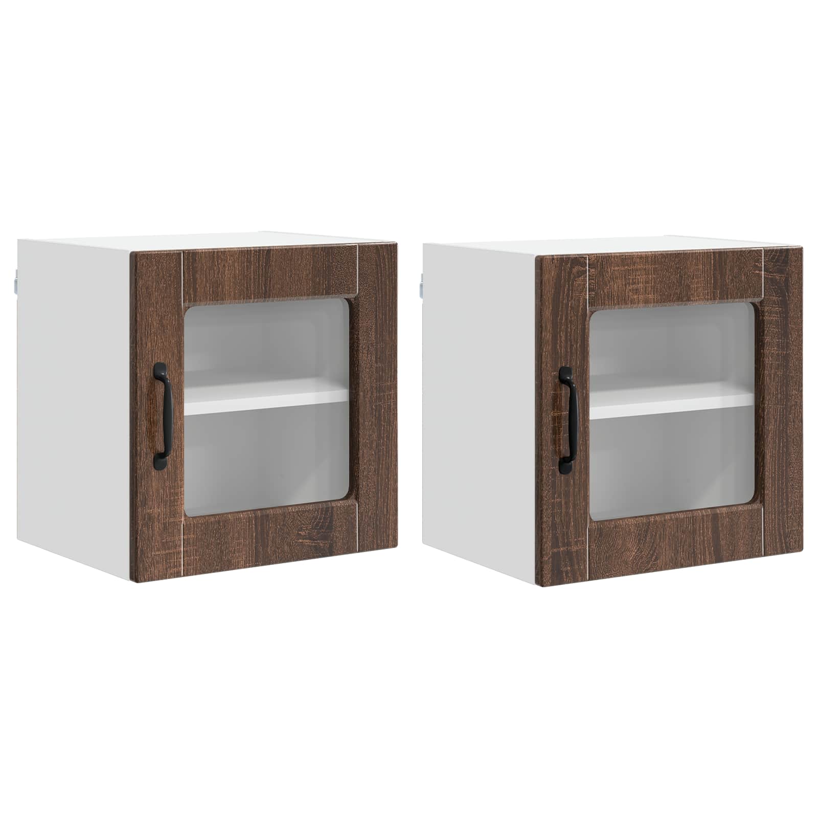 Zidni stakleni ormarić 2 pcs Smeđi hrast 40 x 31 x 40 cm